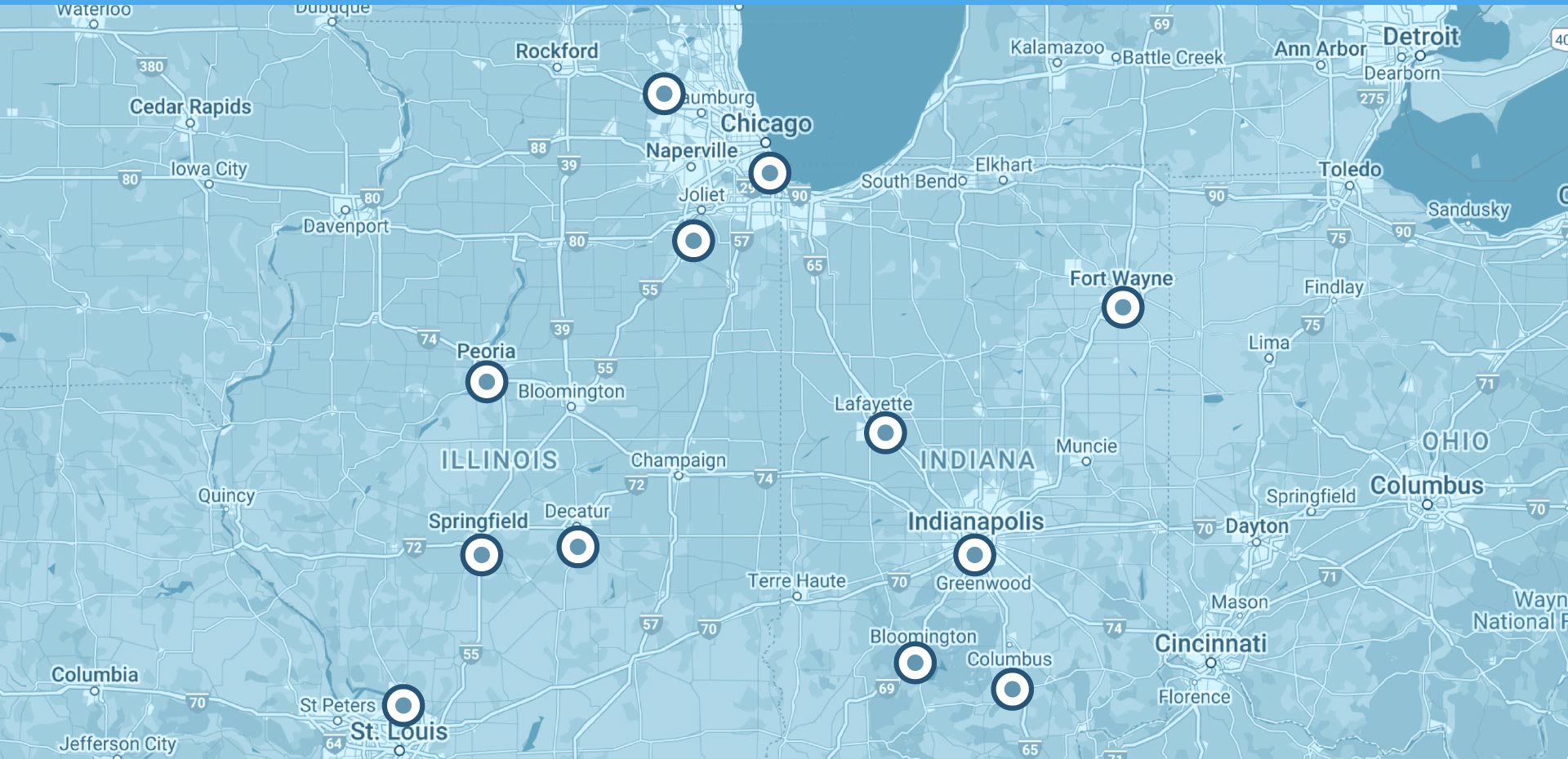 Map Of Areas We Serve In Illinois And Indiana